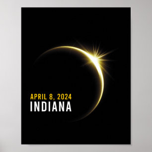 Póster Totalidad 04 08 24 Eclipse solar total 2024 Indian