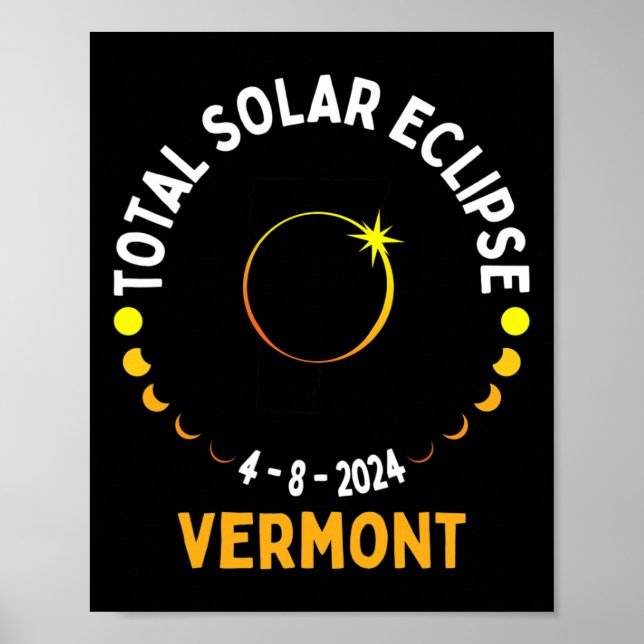 Póster Totalidad 04 08 24 Eclipse solar total 2024 Vermon (Frente)