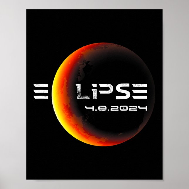 Póster Totalidad 4.08.2024 Eclipse solar total 2024 (Frente)