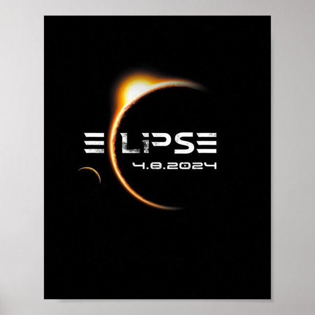 Póster Totalidad 4.08.2024 Eclipse solar total 2024 (Frente)