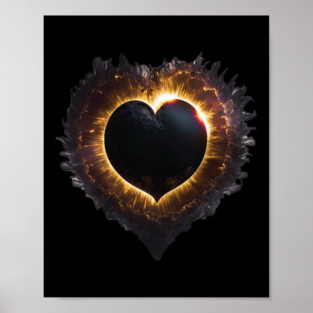 Póster Totalidad Chicas Forma de corazón Eclipse solar to (Frente)