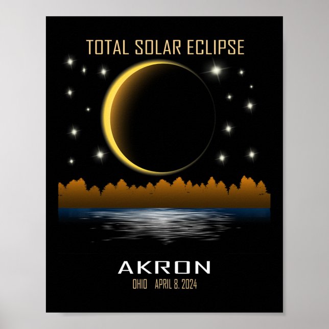 Póster Totalidad De Eclipse Solar Total 2024 (Frente)