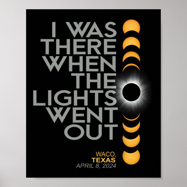 Póster Totalidad de eclipse solar total de Waco 2024 (Frente)