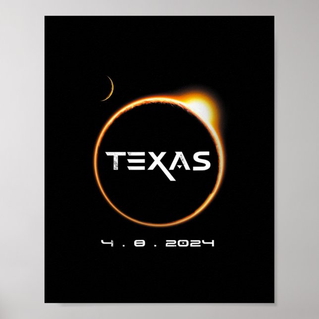 Póster Totalidad de Texas 4.08.2024 Eclipse solar total 2 (Frente)