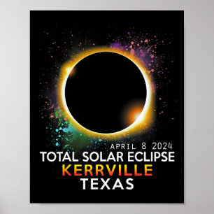 Póster Totalidad de Texas Eclipse solar total Abril 8 202
