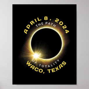 Póster Totalidad del eclipse solar de Waco Texas 8 de abr