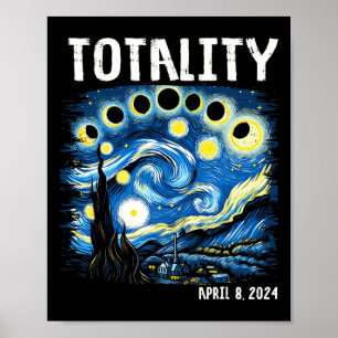 Póster Totalidad Eclipse solar total 2024 4 08 Starry Nig
