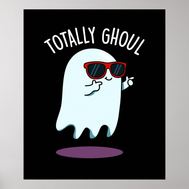 Póster Totalmente divertido Halloween Ghost Pun Dark BG (Frente)