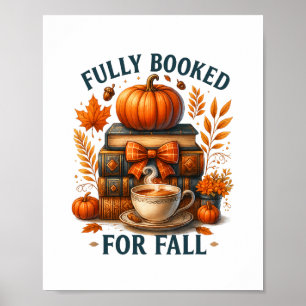 Póster Totalmente Reservado Para Libros De Otoño Calabaza