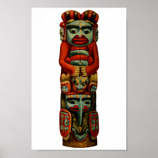 Póster Tótem nativo americano tribal indio tótem polo esp