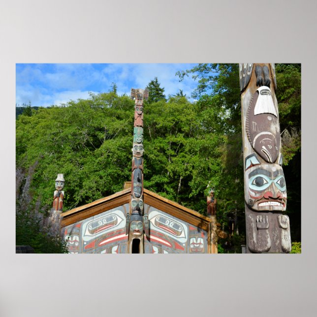 Póster Tótem Y Hut, Alaska (Frente)