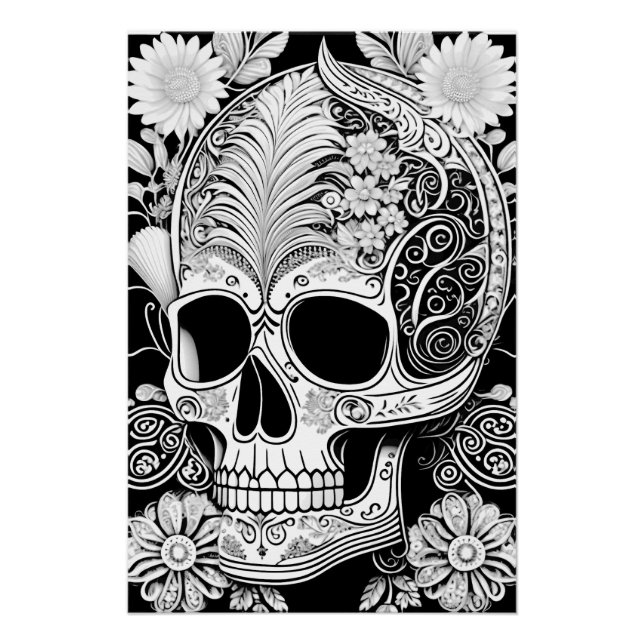 Póster Totenkopf mit Ornamenten (Anverso)