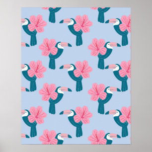 Póster Toucan and hibiscus