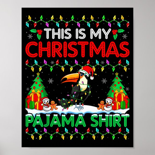 Póster Toucan Christmas Santa Hat Pajama Shirt - Toucan L (Frente)