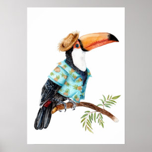 Póster Toucan en camisa hawaiana