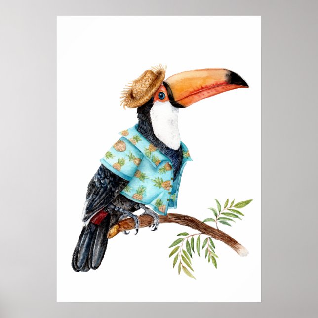Póster Toucan en camisa hawaiana (Frente)
