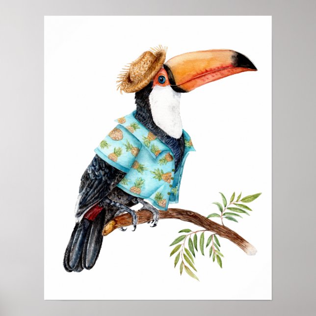 Póster Toucan en camisa hawaiana (Frente)