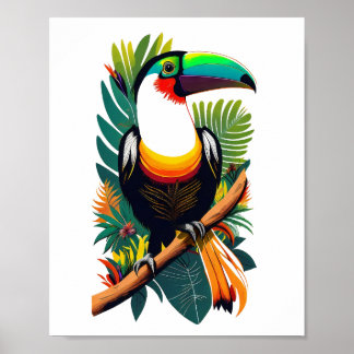 Póster Toucan sentado en una rama en la jungla