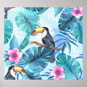 Póster Toucanes acuarelas: sin foco tropical