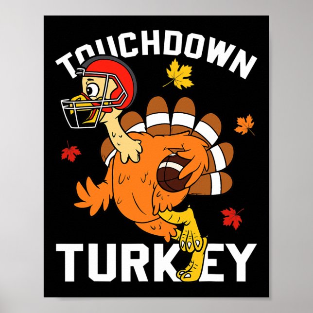 Póster Touchdown Turkey Otoño otoño y todos gracias a nos (Frente)
