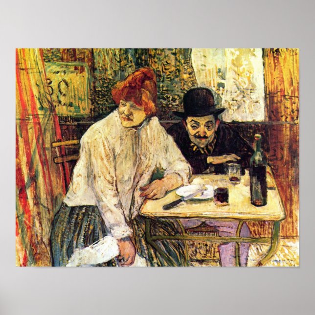 Póster Toulouse-Lautrec - A la Mie en el restaurante (Frente)