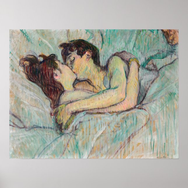 Póster Toulouse-Lautrec - En La Cama, El Beso (Frente)