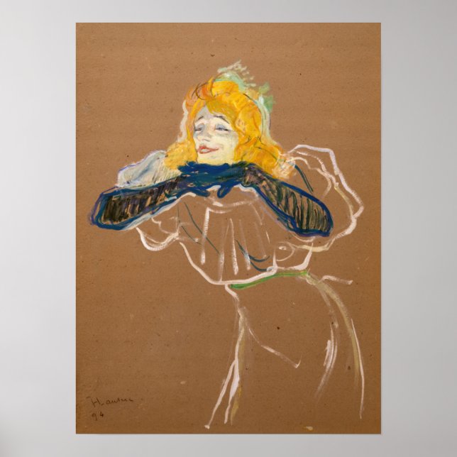 Póster Toulouse-Lautrec - Yvette Guilbert Singing (Frente)