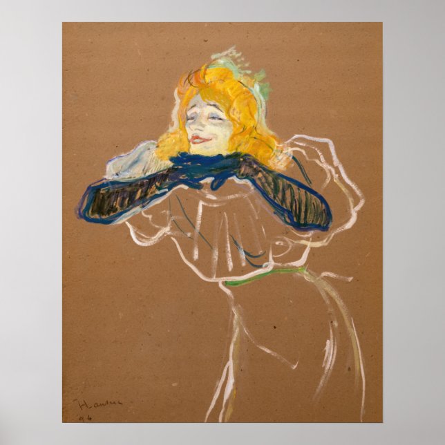 Póster Toulouse-Lautrec - Yvette Guilbert Singing (Frente)
