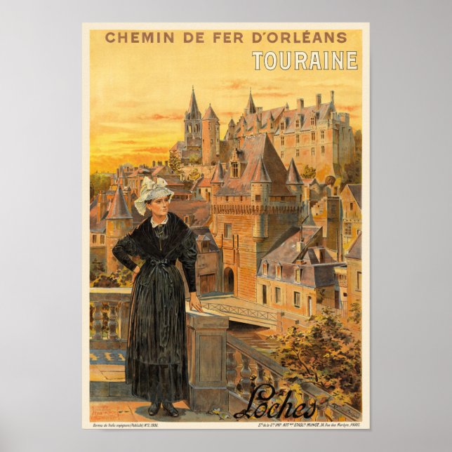 Póster Touraine mira el afiche de la época francesa de 19 (Frente)