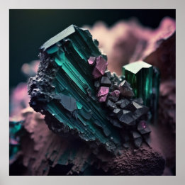 Póster Tourmaline Ore Macro Poster - Depósito Pegmatite P