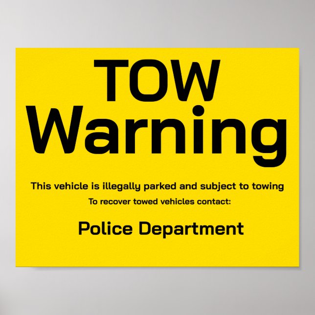 Póster Tow warning (Frente)