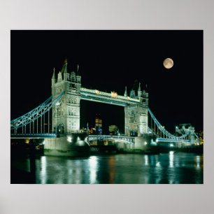 Póster Tower Bridge en Night, Londres, Inglaterra