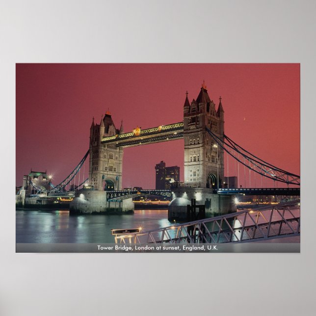 Póster Tower Bridge, Londres al atardecer, Inglaterra, Re (Frente)