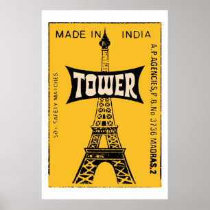 Póster TOWER (cubierta de caja de cerillas de cosecha ind