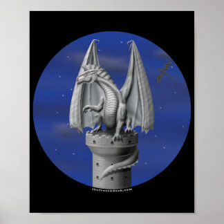 Póster Tower Guardian - Dragón plateado