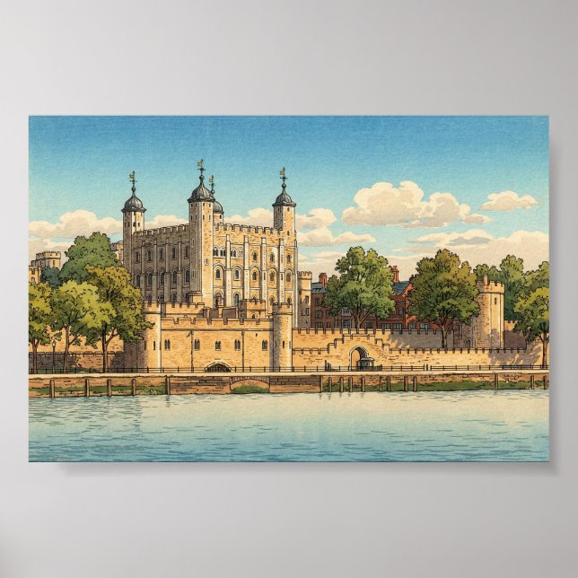 Póster Tower of London Japanese Woodblock Print (Frente)