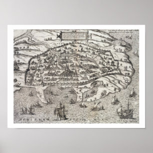 Póster Town map of Alexandria in Egypt, c.1625 (engraving