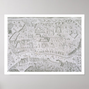 Póster Town map of Constantinople, Turkey, c.1650 (engrav