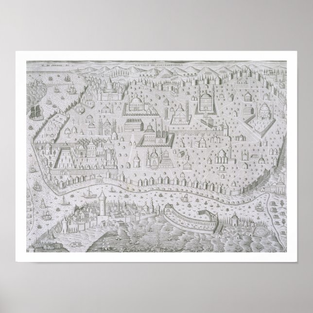 Póster Town map of Constantinople, Turkey, c.1650 (engrav (Frente)
