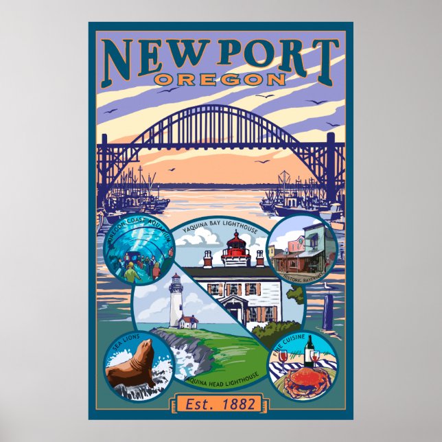 Póster Town Views - Newport, Oregon (Frente)