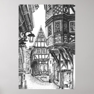 Póster Townscape medieval