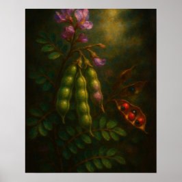 Póster Toxic Elegance: The Rosary Pea Impressionistic Oil