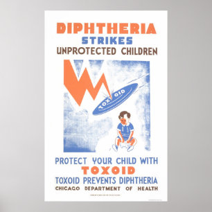 Póster Toxoide previene la difteria 1941 WPA