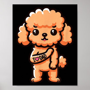 Póster Toy Poodle I Love Dad Funny Dog Tattoo _1