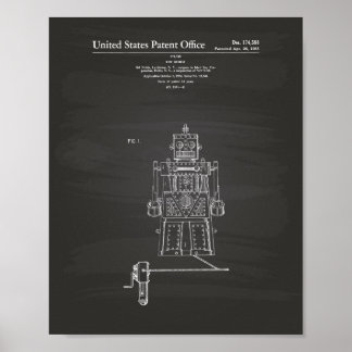 Póster Toy Robot Vintage 1955 Patent Art Chalkboard