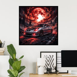 Póster Toyota Celica GT-S Bajo una Luna Carmesí