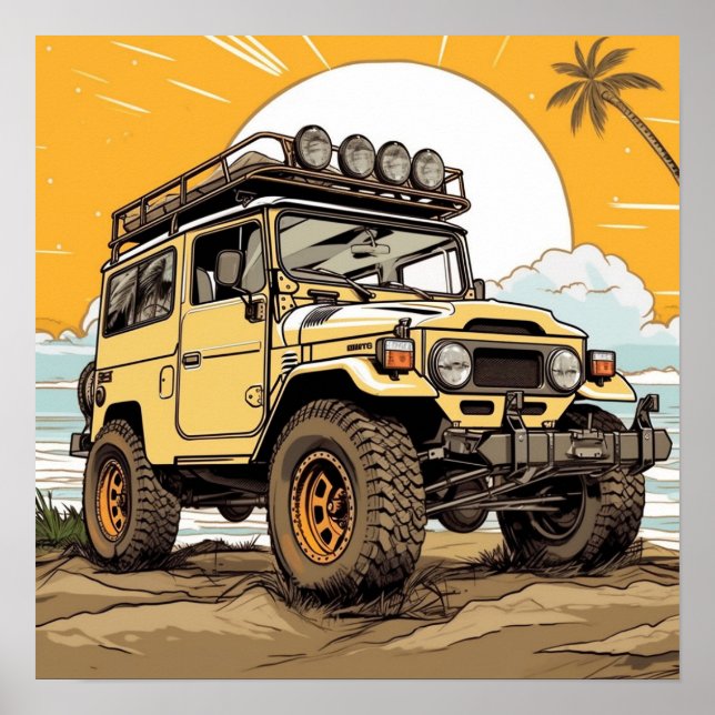 Póster Toyota FJ40 Land Cruiser Square Poster (Frente)