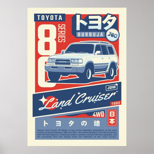 Póster Toyota Land Cruiser serie 80 (Frente)
