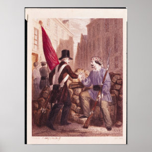 Póster Trabajador compartiendo su pan con un estudiante