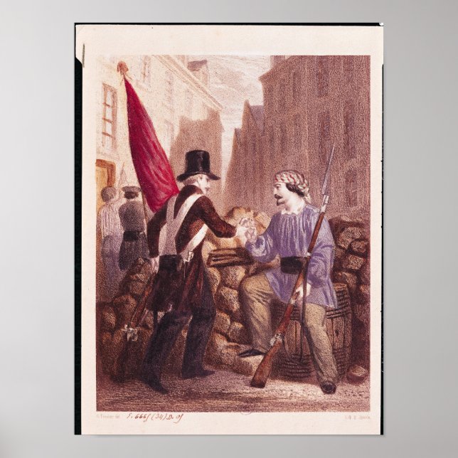 Póster Trabajador compartiendo su pan con un estudiante (Frente)